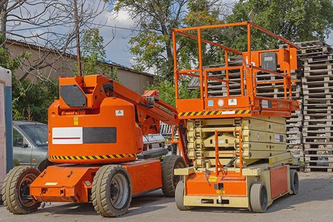 industrial forklift in use at a fully-stocked warehouse in Bethany, OK